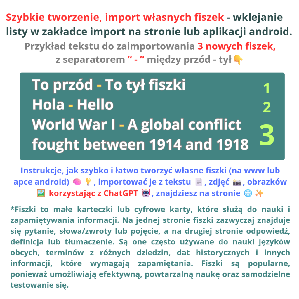 Fiszki nauka bez klikania