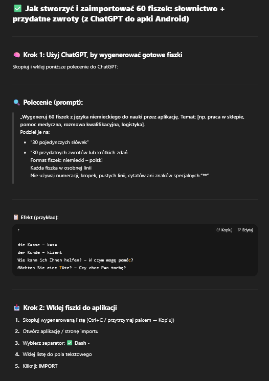 własne fiszki do nauki języków bez klikania 