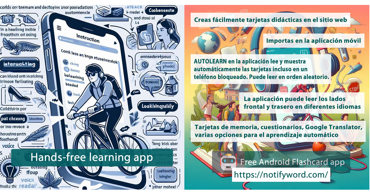 Fichas de aprendizaje de inglés sin hacer clic – aplicación para Android